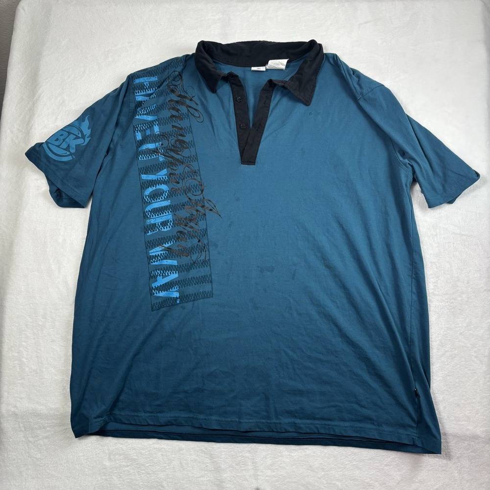 VTG Y2K Burger King Have It Your Way Blue Short Sleeve‎ Collared Polo Shirt 5XL
